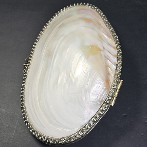 9 Inch Large Mother Of Pearl Trinket Or Jewelry Box WOW! Stunning And Gorgeous - Picture 12 of 16